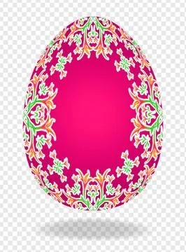 3d red red Easter egg with a pattern of lilies and a place for text or image. Stock Illustration