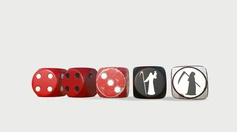 3D Red rolling dice on white background 스톡 일러스트