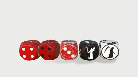3D Red rolling dice on white background イラスト素材