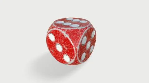 3D Red rolling dice on white background 스톡 일러스트
