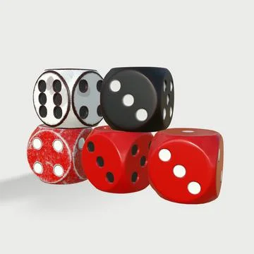 3D Red rolling dice on white background イラスト素材