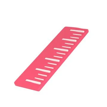 3D red Ruler icon school isolated with clipping path. Simple office supplies Stock Illustration