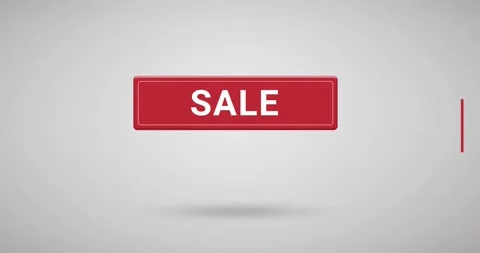 3d red sale button appearing with light effect on white background Stock Footage 300389728