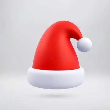 3D Red Santa hat with white pompom Stock Illustration
