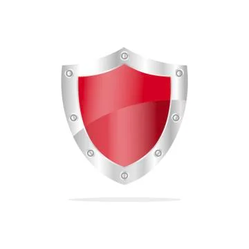 3D Red security shield on a white background Stock Illustration