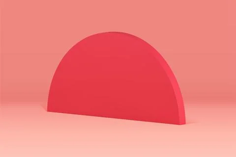 3d red semicircle geometric shape vertical curved wall minimalist decor eleme Stock Illustration