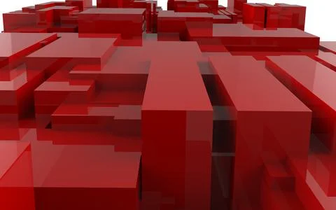 3D Red Shape – Cubic Background Stock Illustration