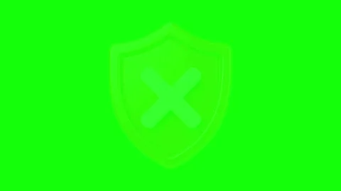 3D Red Shield with White X Symbol on Green Background for Security Warning Stock Footage 345461541