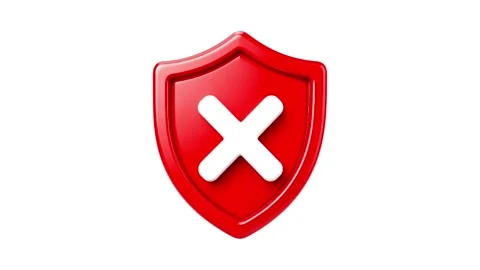 3D Red Shield with White X Symbol for Rejection, Security Warning Stock Footage 345461553