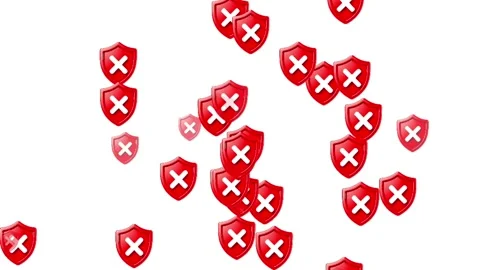 3D Red Shield with White X Symbol for Rejection, Security Warning Stock Footage 345461700