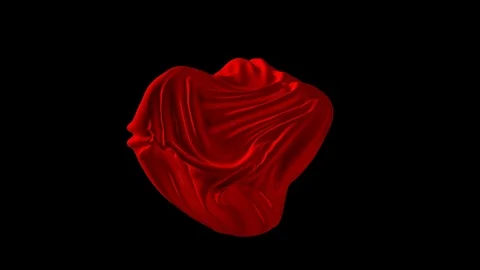 3D Red Silk Cloth on Black Background. Stock Footage 95949370