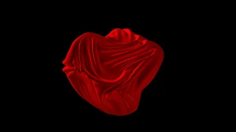 3D Red Silk Cloth on Black Background. Stock Footage 95949462