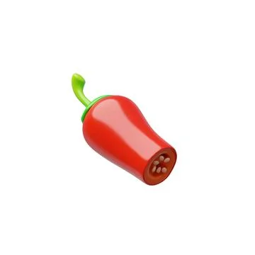 3d red slice of hot pepper, ideally oriental, spicy dishes highlighted on a Stock Illustration