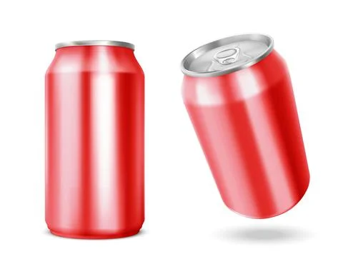 3d red soda can. Isolated beer or cola tin bottle Stock Illustration