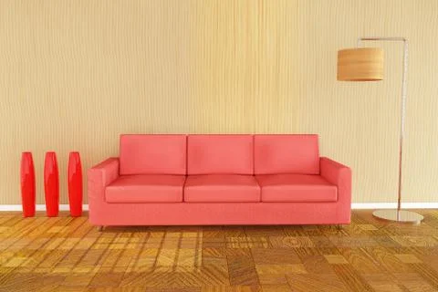 3d red sofa Stock Illustration