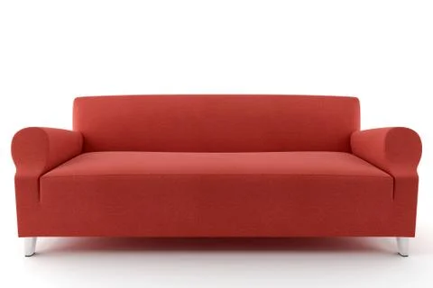 3d red sofa isolated on white background Stock Illustration