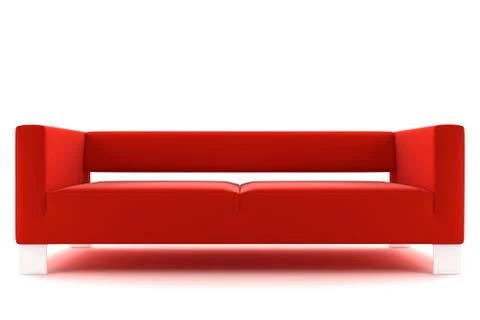 3d red sofa isolated on white background Stock Illustration