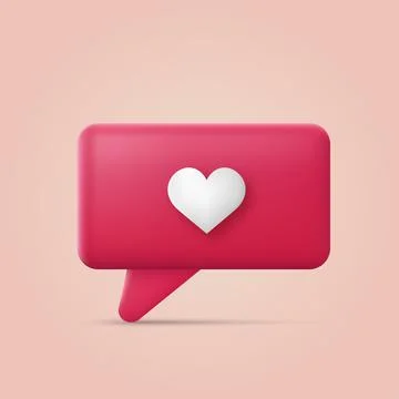 3d red speech bubble with heart. Vector Stock Illustration