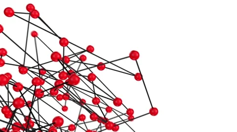 3d red spheres and black lines science structure loopable animation Stock Footage 61753922