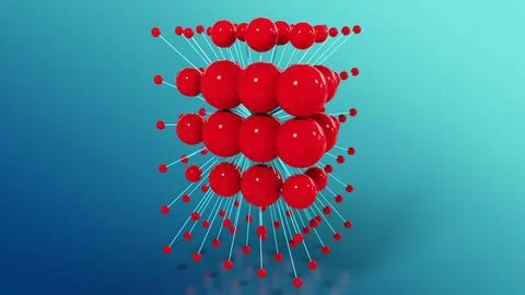 3D red spheres stacked and linked by light splines Stockillustratie