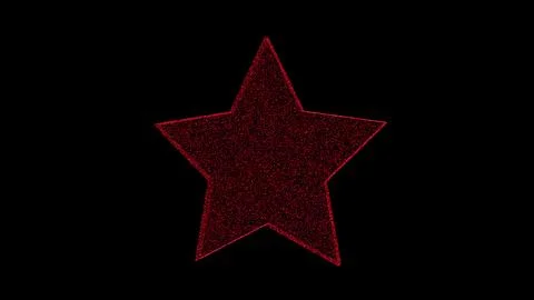 3D red star on black background. Object consisting of flickering particles... Illustrazione stock