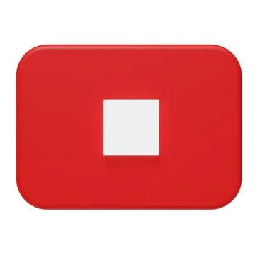 3D Red Stop Button Icon. Isolated on white background. 3d rendering. Illustrazione stock