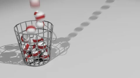 3D Red stripe range Golf balls Stock Footage 50085953