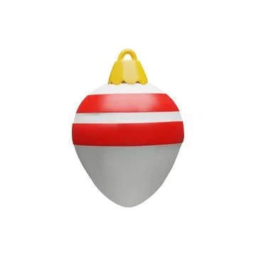 3d red striped rendering Christmas ball Stock Illustration