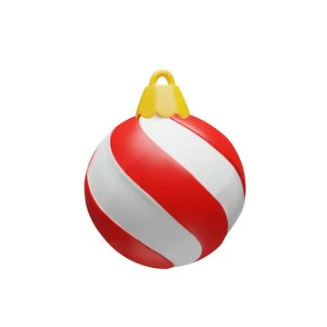 3d red striped sphere render Christmas ball Stock Illustration