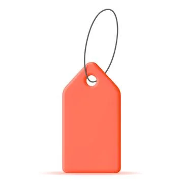 3D Red Tag with String Isolated on White Stock Illustration