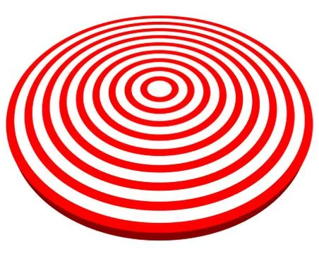 3d, red target isolated on white. Objective, accuracy, precise concepts. Stock Illustration