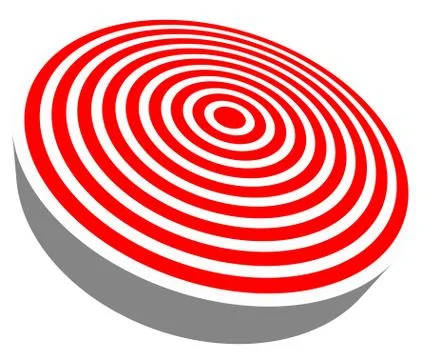 3d, red target isolated on white. Objective, accuracy, precise concepts. Stock Illustration