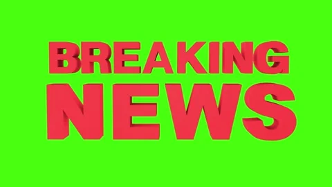 3D red text animation - Breaking news on a green screen. Intro for news release. Stock Footage 248074573
