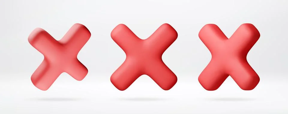 3D Red three dimensional x mark shapes. イラスト素材