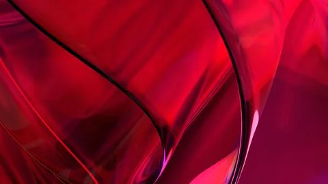 3D red translucent abstract wave wallpaper background. Shiny curved organic.. Stockillustratie