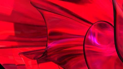 3D red translucent abstract wave wallpaper background. Shiny curved organic.. Illustrazione stock