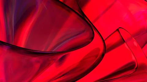 3D red translucent abstract wave wallpaper background. Shiny curved organic.. Stockillustratie