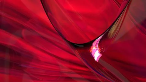 3D red translucent abstract wave wallpaper background. Shiny curved organic.. Illustrazione stock