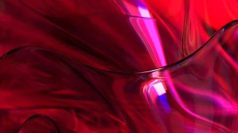 3D red translucent abstract wave wallpaper background. Shiny curved organic.. Illustrazione stock