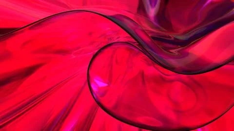 3D red translucent abstract wave wallpaper background. Shiny curved organic.. Stockillustratie