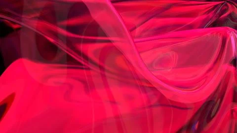 3D red translucent abstract wave wallpaper background. Shiny curved organic.. Illustrazione stock