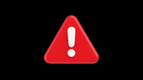 3D red triangular warning icon animation with white exclamation mark Stock Footage 317312375