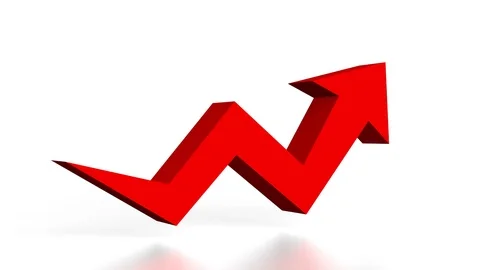3D red upwards arrow on white background Stock Footage 87965628