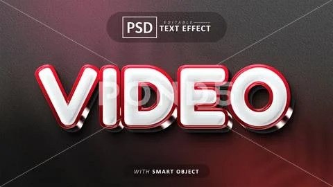 3d red video text effect editable PSD Template