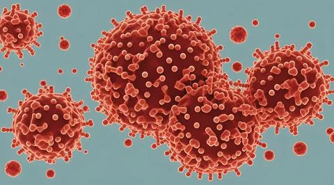 3D Red Virus Molecules Stock Illustration