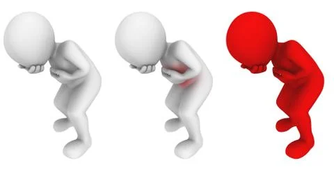 3d red vomiting man. 3d illustration. Stock Illustration