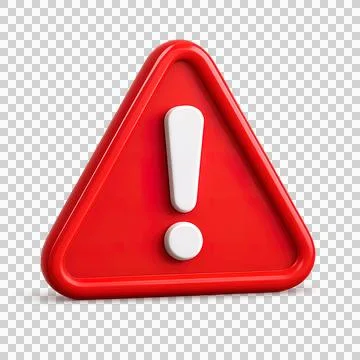 3D red warning sign with exclamation mark symbol representing alert Stock Illustration