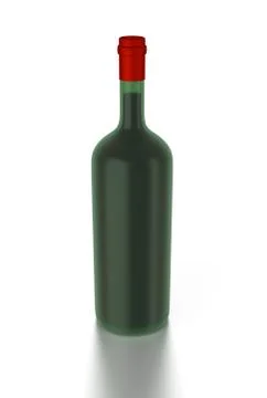 3d red wine bottle filled with red wine. Stock Illustration