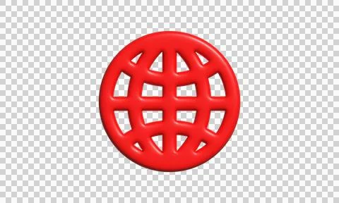 3D red wireframe sphere with geometric lattice design. Abstract geometric g.. Stock Illustration