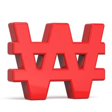 3D red Won sign Stock Illustration